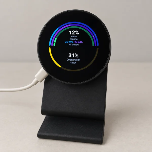The real usage monitor on its black desk stand